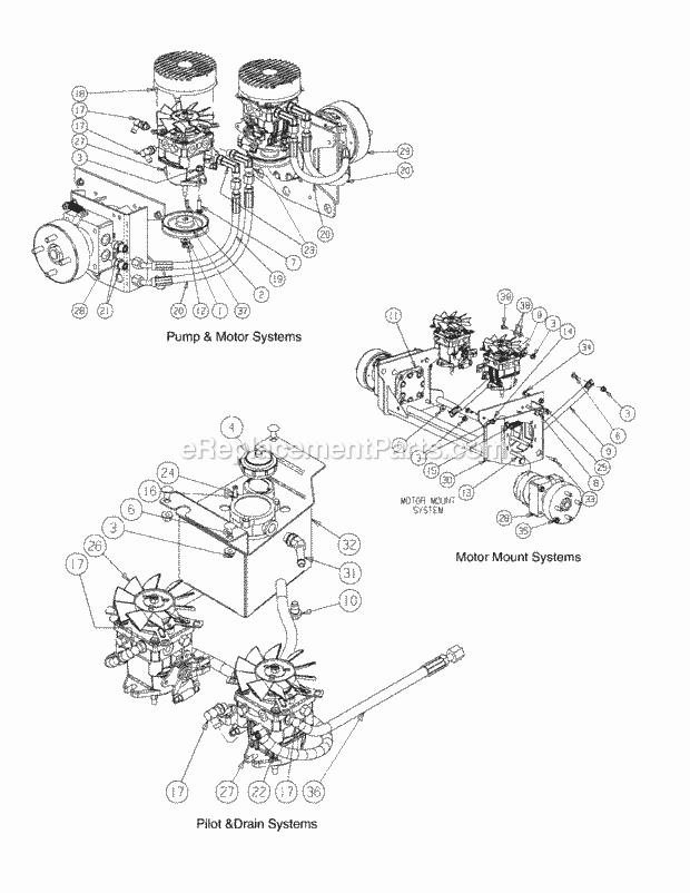 Hydro Hose And Pump Assembly Diagram and Parts List for S7237-KW 53AI8DU8050 Cub Cadet Sprayer